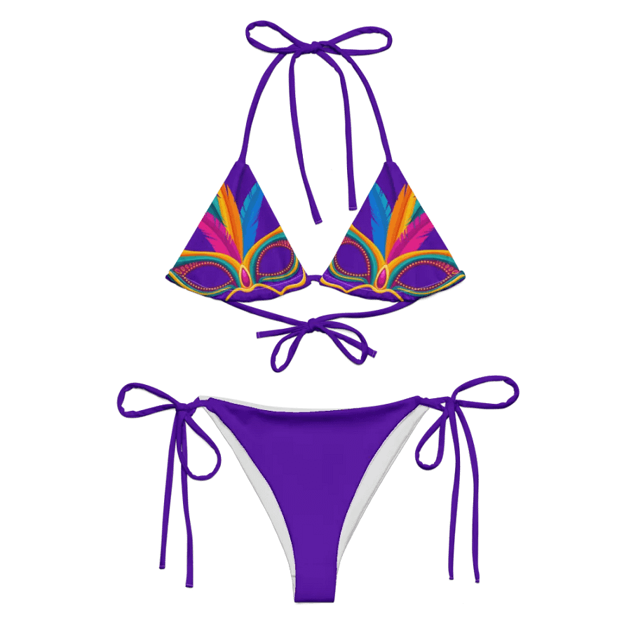Purple Low Rise Cheeky String Bikini, Mardi Gras Top product image (8)