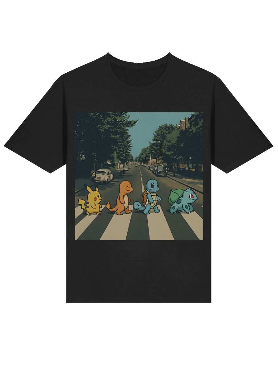 🚦 Abbey Road Pokémon Parody T-Shirt – Pikachu, Charmander, Squirtle & Bulbasaur Cross the Street product image (25)