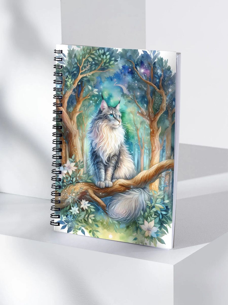 Majestic Cat in a Mystical Forest Spiral Notebook product image (4)