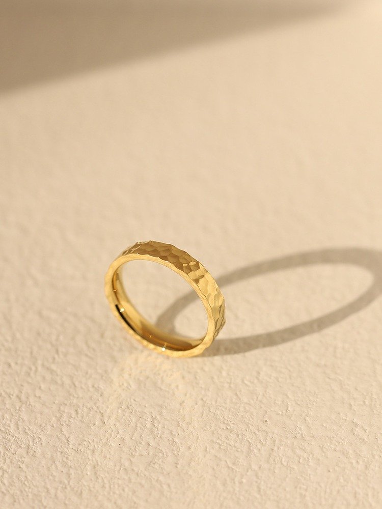 Hammered Texture Band Ring | 18K Gold Plated product image (7)
