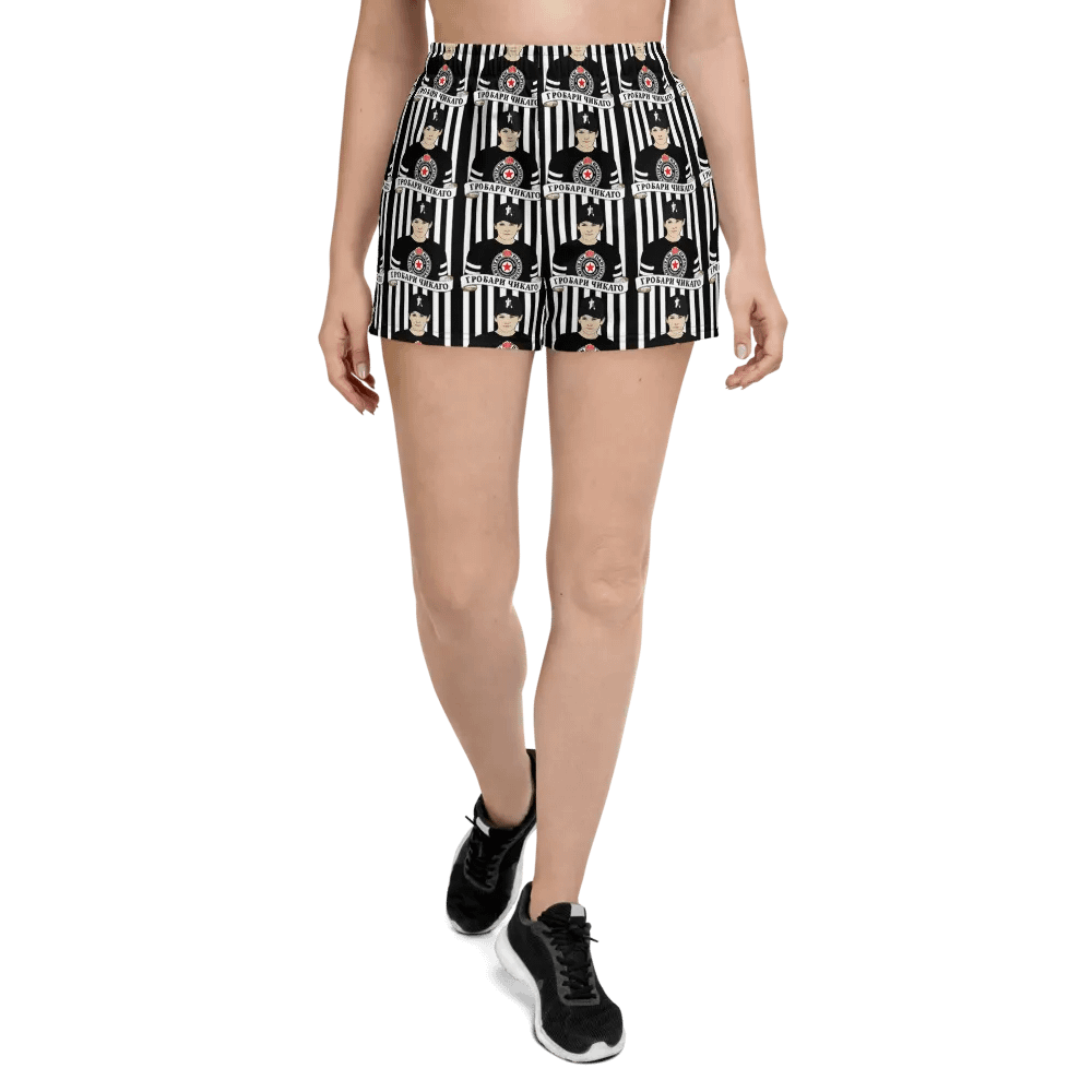 Grobari Čikago KK Partizan All-Over Print Women's Athletic Short Shorts product image (2)