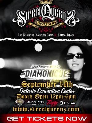 Sunday Sept 14th ‼️ LIVE PERFORMANCE BY @DIAMONIQUE909 @THAREALEST 🎤  @STREETQUEENZEVENT SoCals Very First “All Women Owned” Lowrider Vicla & Tattoo Super Show @ The Ontario Convention Center ‼️ ✨ Lowriders ✨ Viclas ✨ Live Tattooing + Custom Bikes ✨ Models ✨ Catrina Del Barrio Contest ✨ Audio Competition + Art exhibit ✨ Celeb guests Hosted By - @IAMCECEVALENCIA & @935KDAY Limited Spots And Tickets Available GET YOURS BEFORE THEY ARE GONE ‼️ (VENDOR SPOTS FULL) 🎫 & REGISTRATION WWW.STREETQUEENZ.COM 📅 Sept 14th - Doors Open 12 - 6pm ‼️ 📍The Ontario Convention Center 2000 E Convention Center Way, Ontario, CA 91764 Video Footage - @zuela_force Video Edit / Flyer - @graphicsourcedesigns Background Vicla Used - @lady.rose2002hd #BIKER #DKLAW #VICLAS #HYDROS #KRAZYKAT