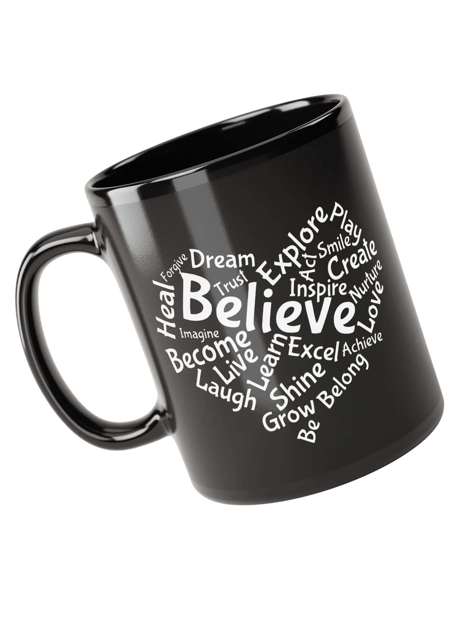Motivational Heart Word Cloud Mug - Black product image (3)