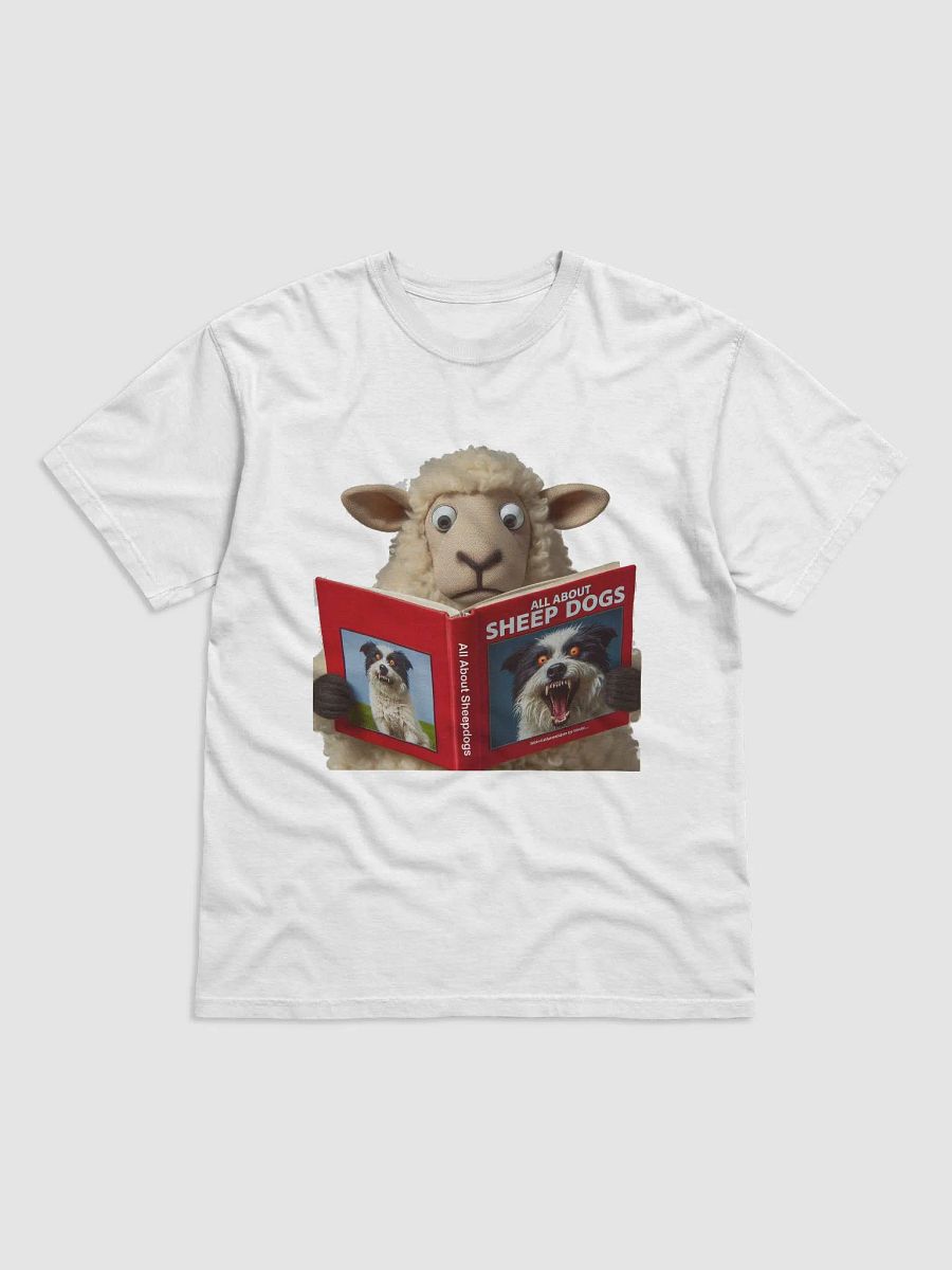 A Sheep Reading a Book About Sheep Dogs #Humorous Tee - White product image (1)