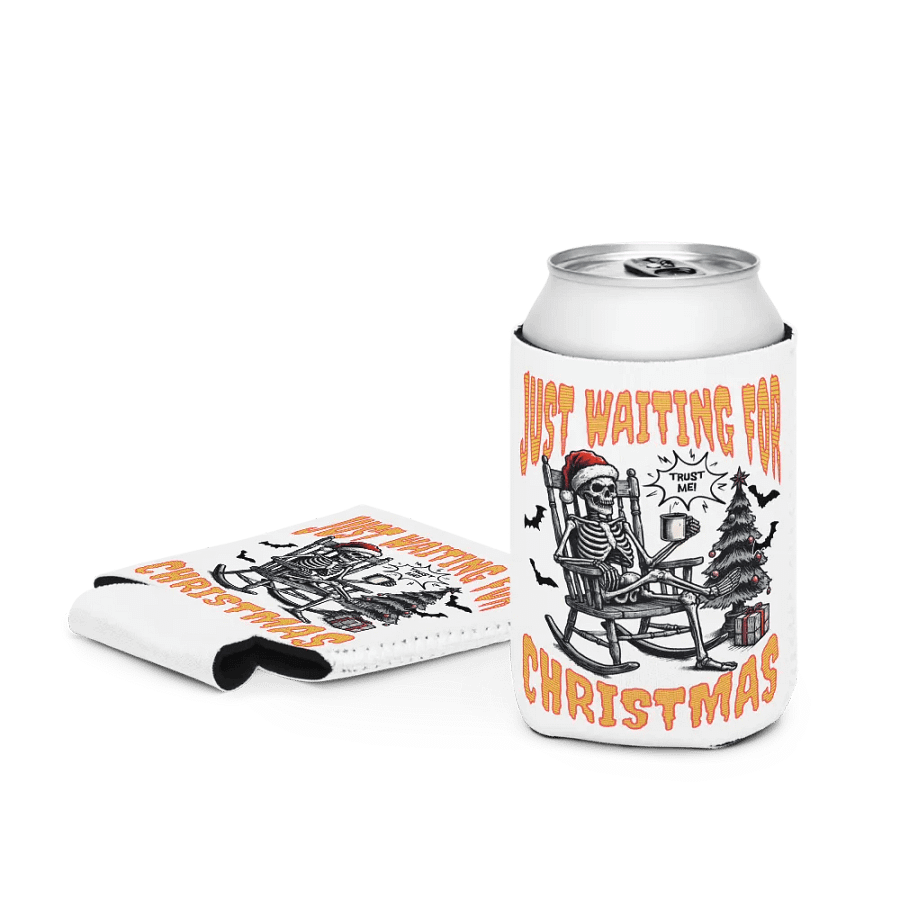Just Waiting For Christmas Santa Skeleton Can Cooler product image (3)