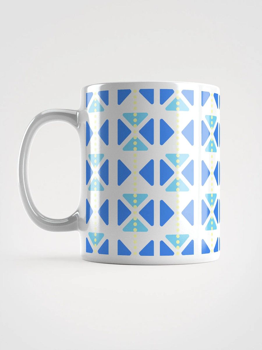 Blue Triangles And Yellow Dotted Lines White Mug product image (16)