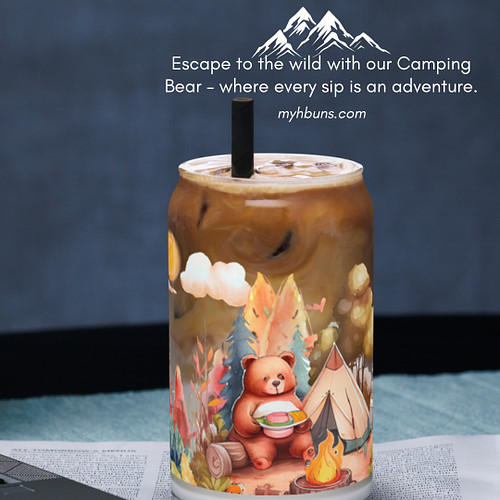 Introducing our Camping Bear Adventure Glass Can! 🌲🐻 Let every sip take you on a journey through the wilderness. Perfect for ...