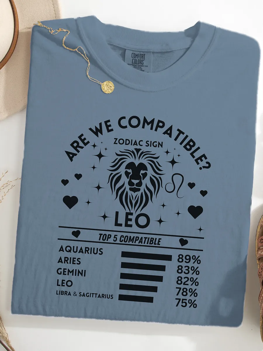 Leo Zodiac Sign Romantic Compatibility T-Shirt - Light Comfort Colors 1717 product image (44)
