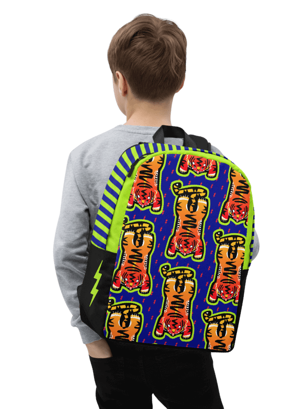 Red Electric Tiger on Blue and Lime - Backpack product image (2)