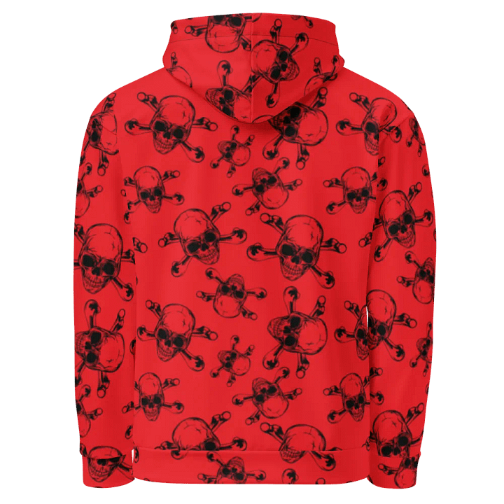 Skull & Bones - Red - All-Over Print Recycled Unisex Hoodie product image (2)