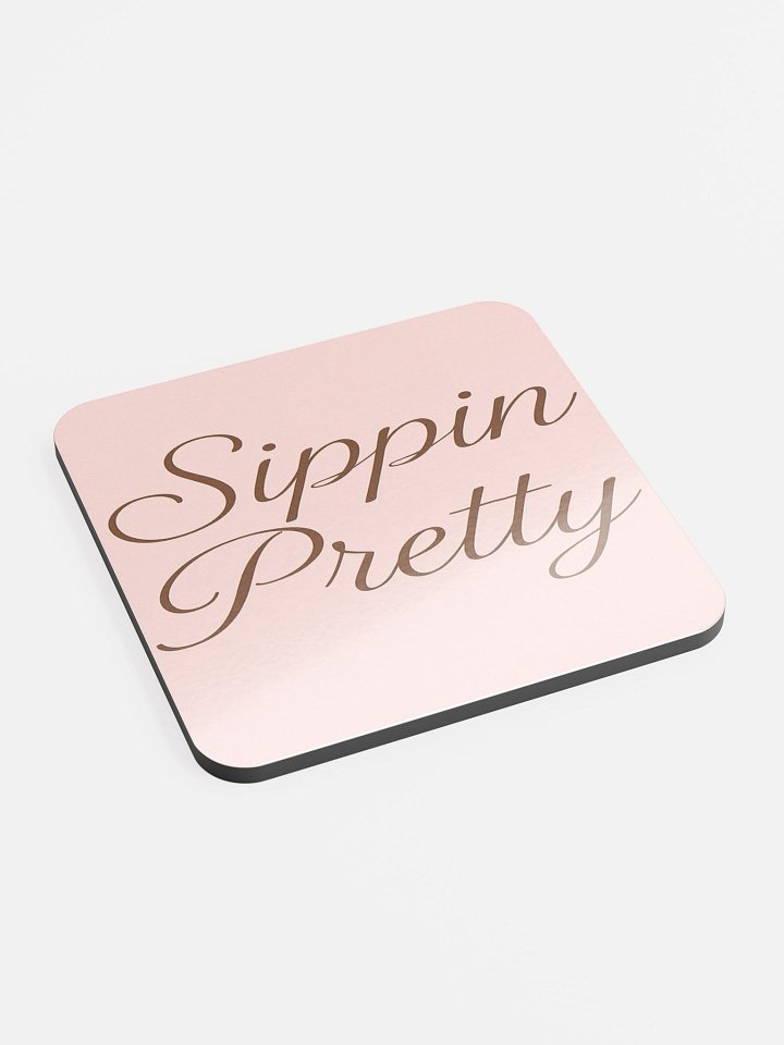 Sippin Pretty Glossed Cork Coaster product image (2)
