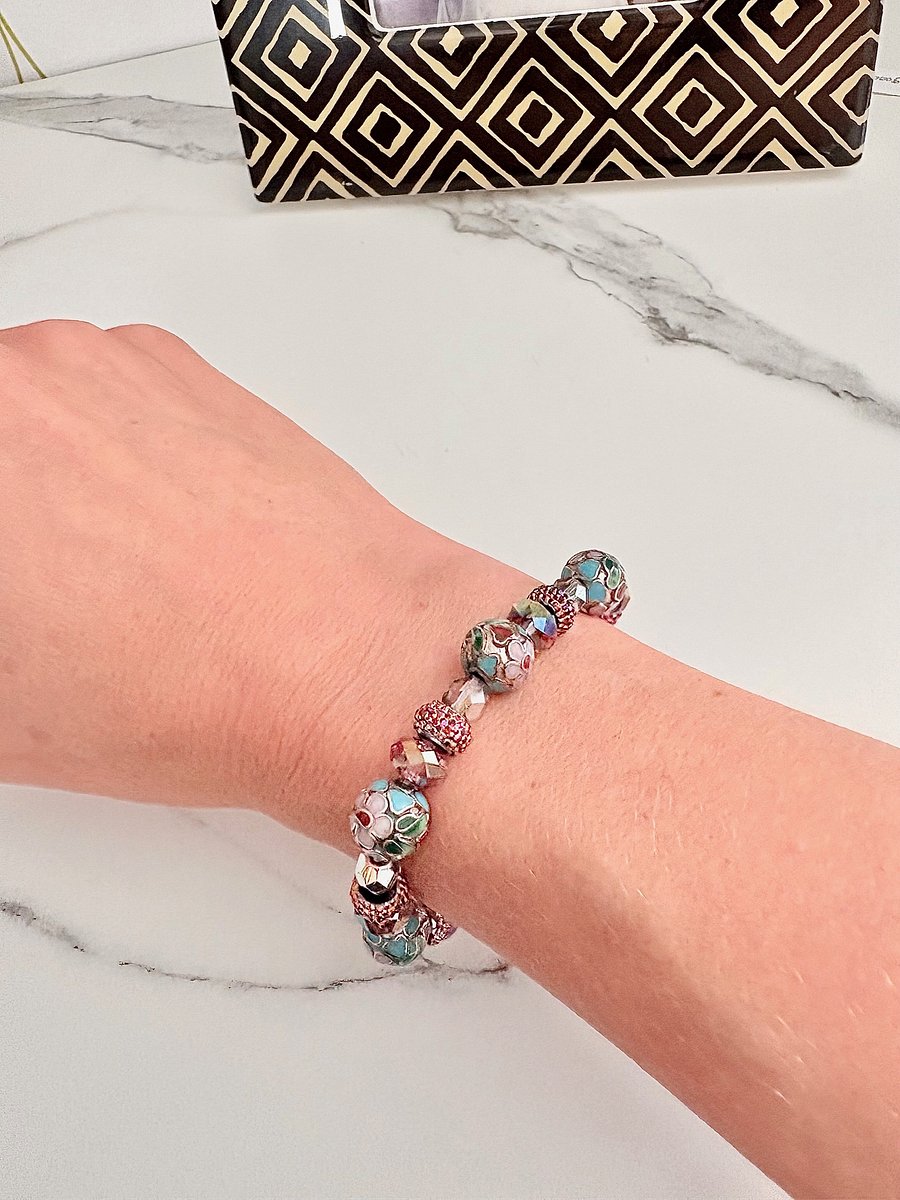 Mosaic 7.5" Metallic Beads | Handmade Bracelet | Coastal Charm Jewelry by Monique Faella Designs™ | MFD-00060 product image (4)