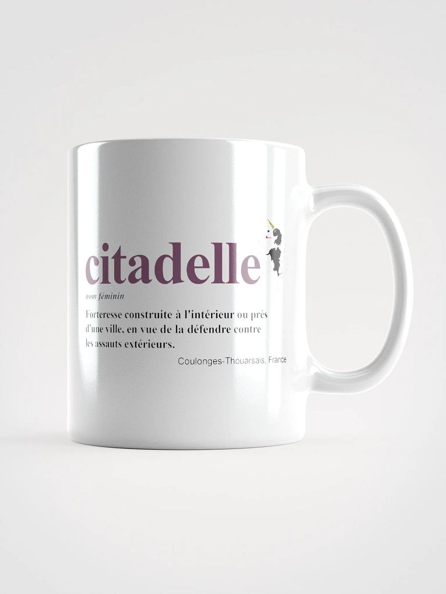 White Glossy Mug with Citadelle Definition in French product image (1)