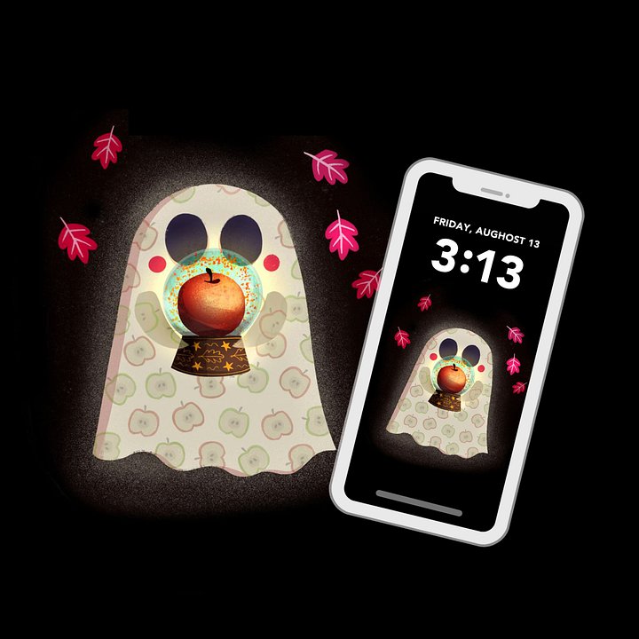 Little Ghost Harvest Haunt - Digital Wallpaper for Mobile Phone product image (2)