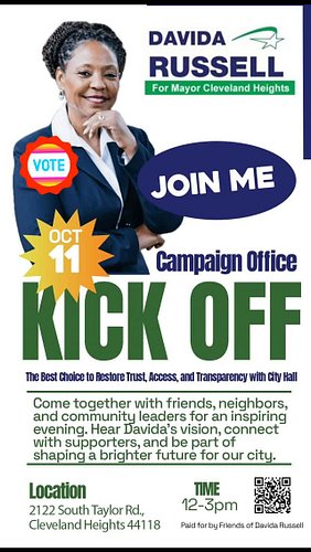 Cleveland Heights, the time is NOW! 🙌🏾✨

Its going down  Davida Russell’s campaign for Mayor and YOU are invited to be part o...