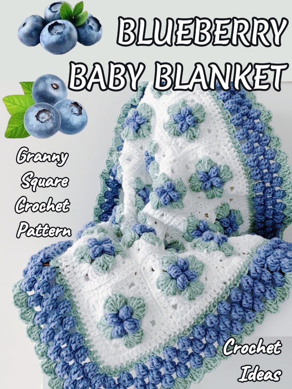 Blueberry Granny Square Afghan Pattern, Fruit Baby Blanket, PDF Instant Download, Cottagecore Crochet Patterns, Boho Vintage Style Lapghan product image (6)