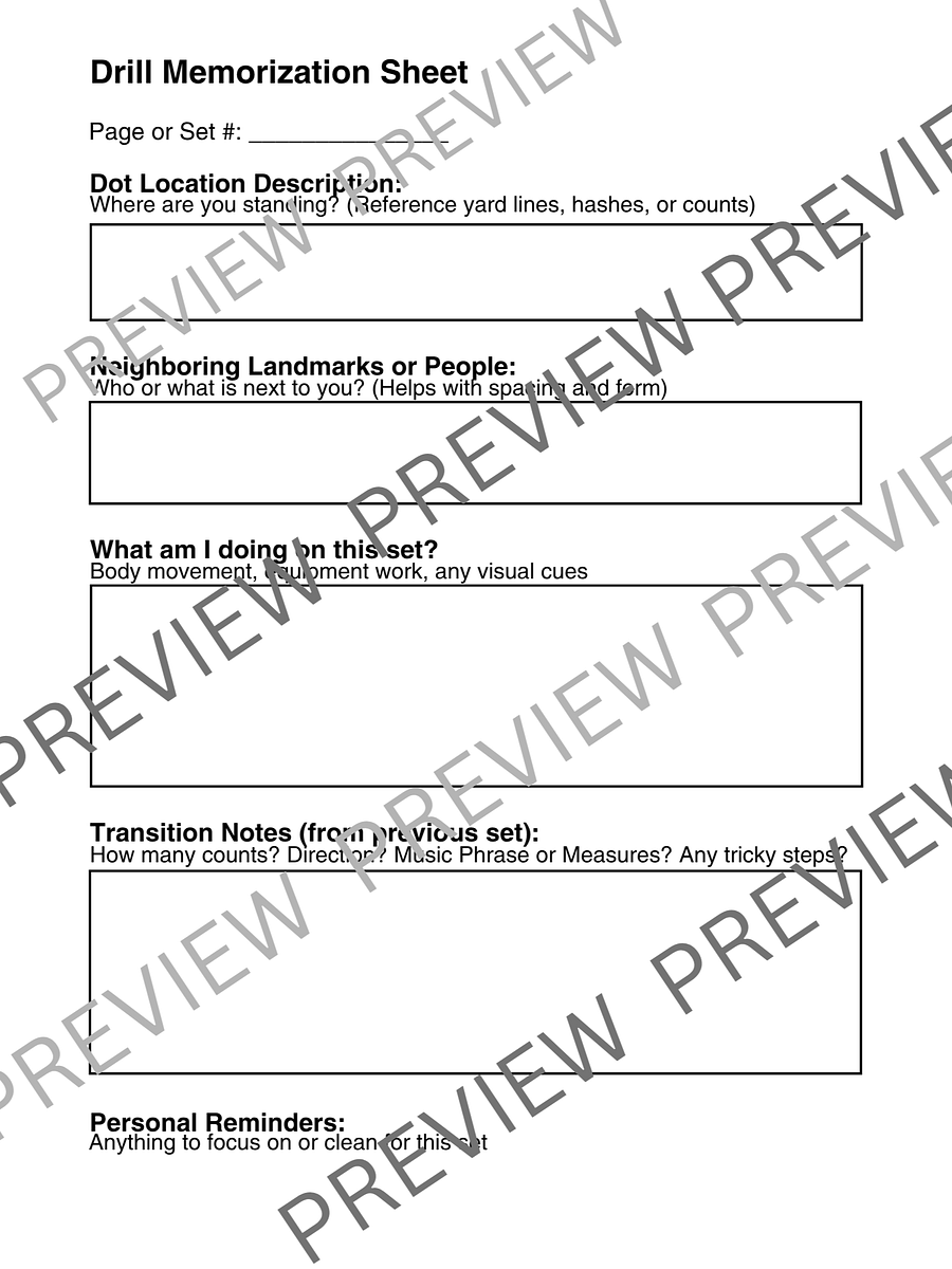 Drill Memorization Sheet product image (1)