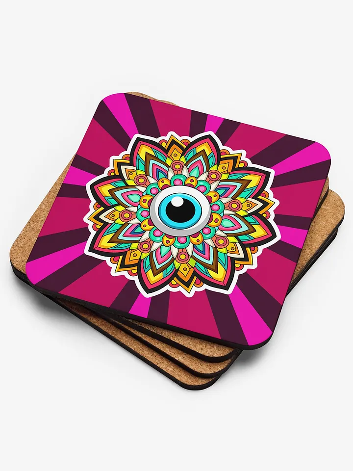 Trippy Eye Mandala Cork-back Coaster product image (2)