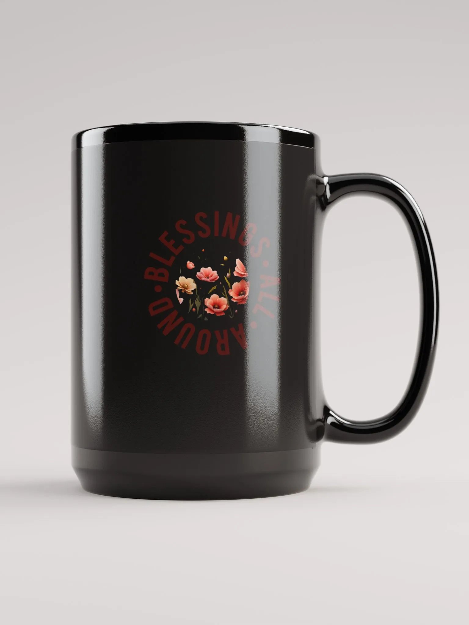 Floral Harmony Black Glossy Mug product image (1)