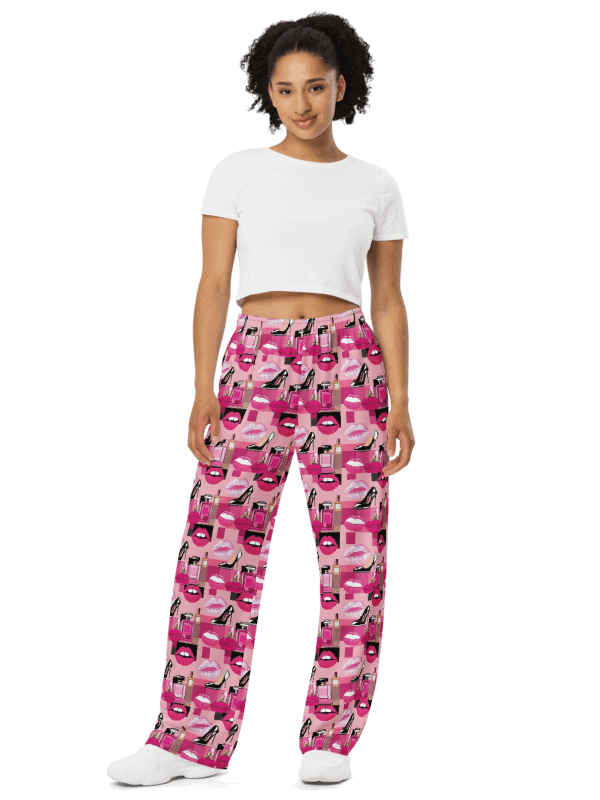 Chic Pink Motif Wide-Leg Pants product image (4)