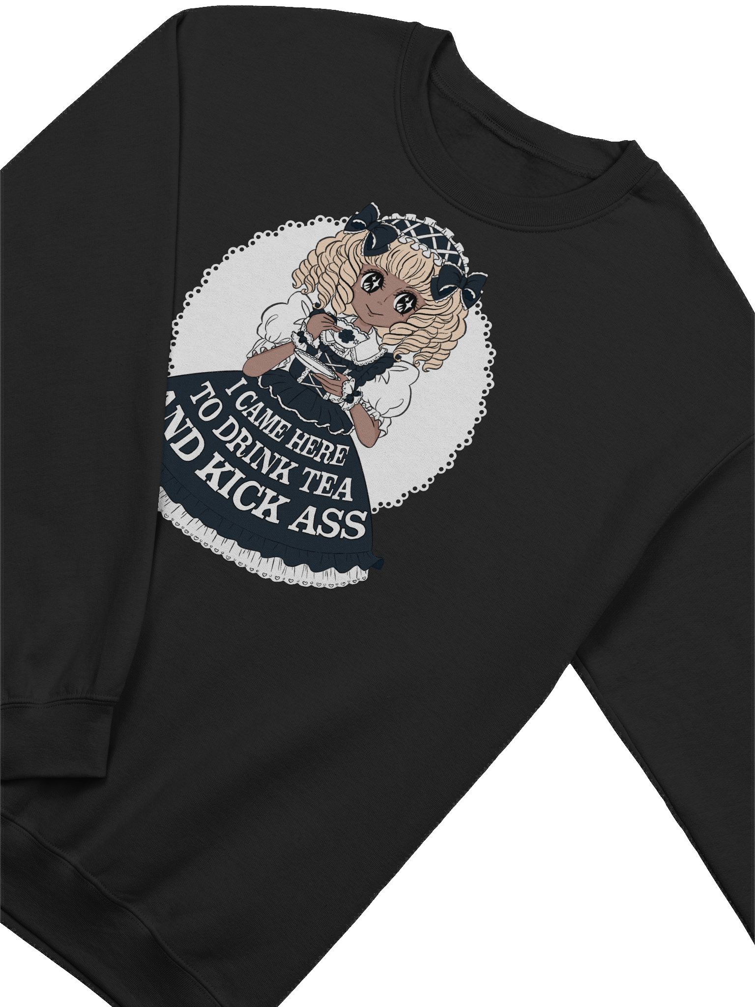 I Came Here to Drink Tea & Kick Ass (Oldschool, Black(A)) sweatshirt product image (2)