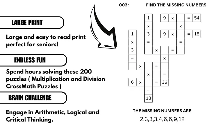 200 Crossmath Puzzles: Multiplication and Division for Kids (Ages 4-8) | Ebook | Printable PDF product image (2)