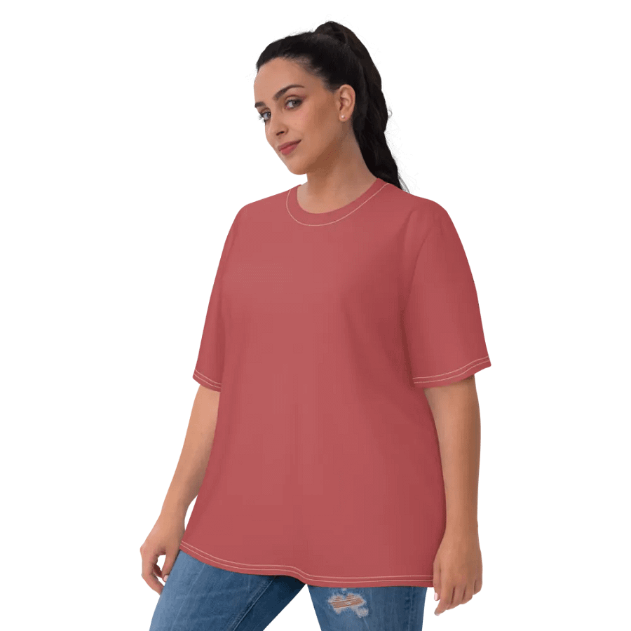 Plain Brick Red Soft Summer Women's Crewneck Polyester Heavyweight Premium T-Shirt by Treasure Pie product image (6)