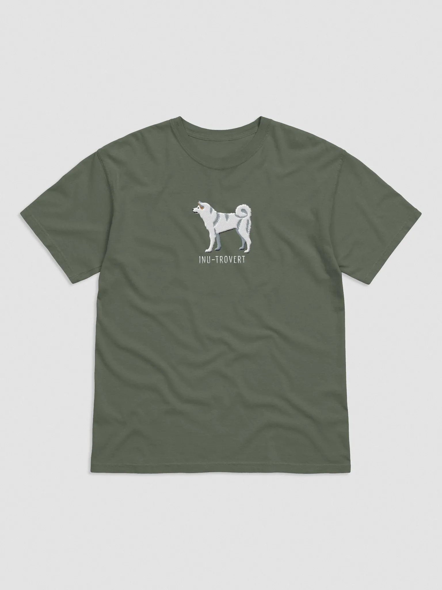 Inu-Trovert T-Shirt(Embroidered) of a Japanese Akita(White) product image (4)