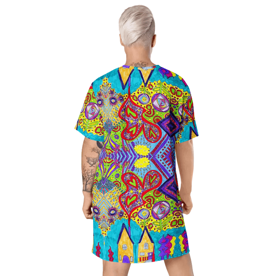 Abstract Doodle Happiness Ladies T Shirt Dress product image (12)
