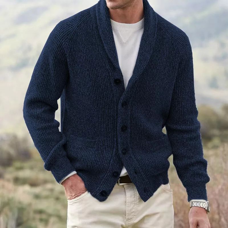 Mens Winter Warm Cardigan Sweater Cable Knit Button Cotton Sweater Pockets Tops product image (2)