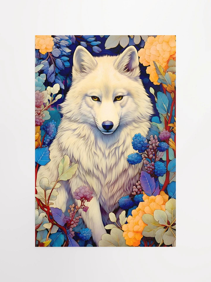 White Wolf in a Lush Floral Enchanted Magic Forest Matte Poster product image (2)