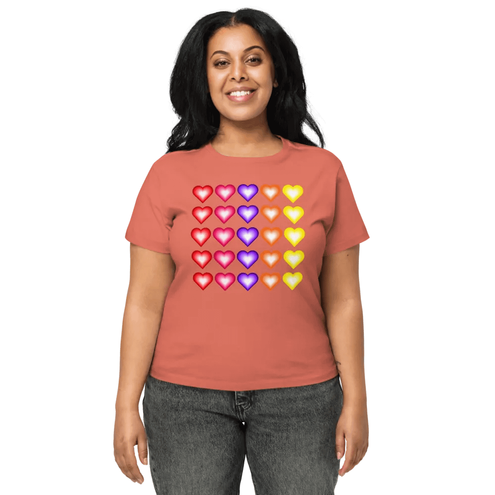 Vibrant Colorful Valentine's Hearts Women's High-Waisted Tee product image (25)