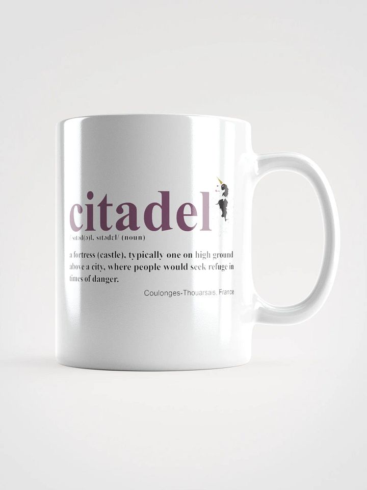 White Glossy Mug with Citadel Definition in English (and Baxter) product image (1)