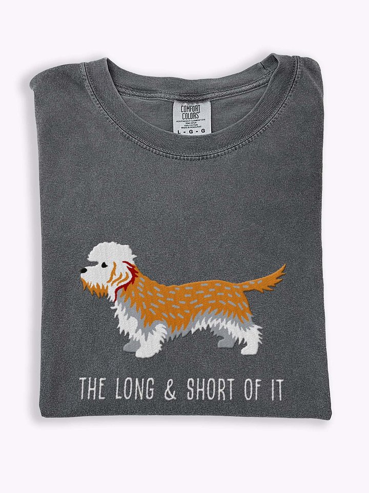 The Long and Short of It T-Shirt(Embroidered) of a Dandie Dinmont Terrier(Mustard) product image (1)