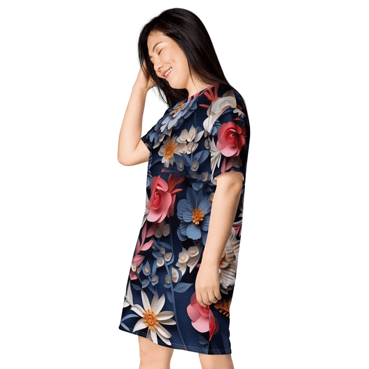 3D-Ditsy-Flowers-Seamless-Patterns T-shirt Dress - V12 product image (1)