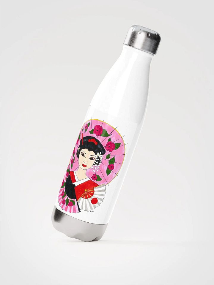 Japanese Geisha (art by Dina R.) acrylic painting picture - Stainless Steel Water Bottle product image (2)