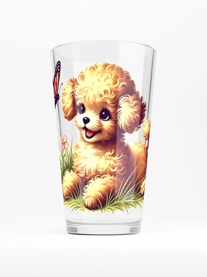Adorable Puppy Butterfly Playtime 16 oz Glass product image (1)