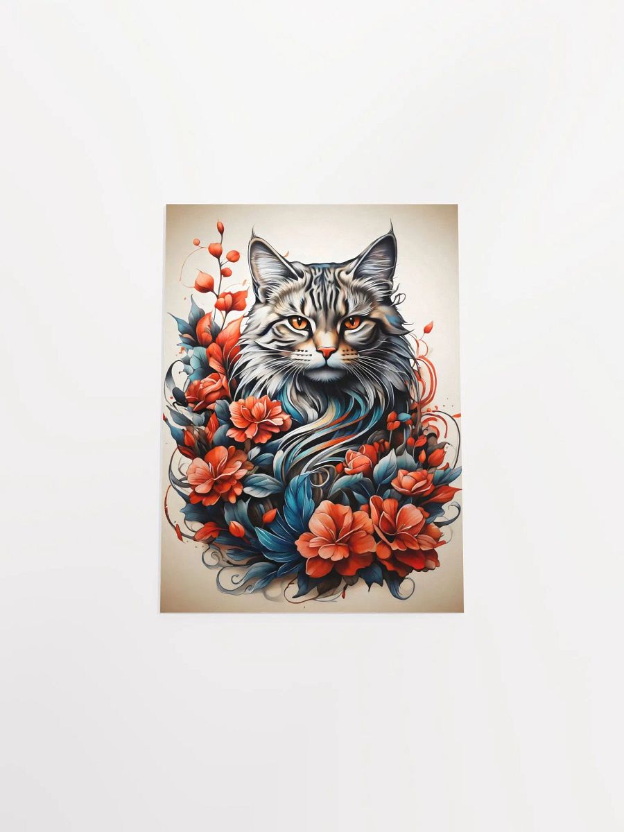 Cat with Fiery Florals Poster product image (12)