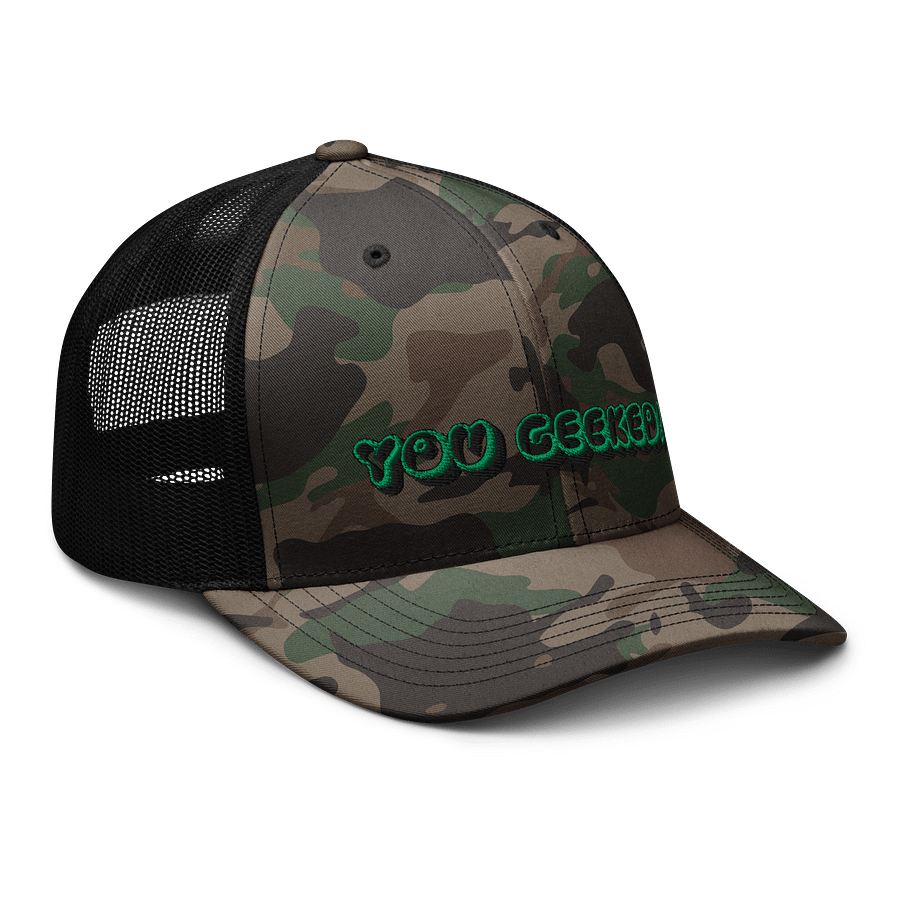 YOU GEEKED! Camouflage Trucker Hat product image (6)