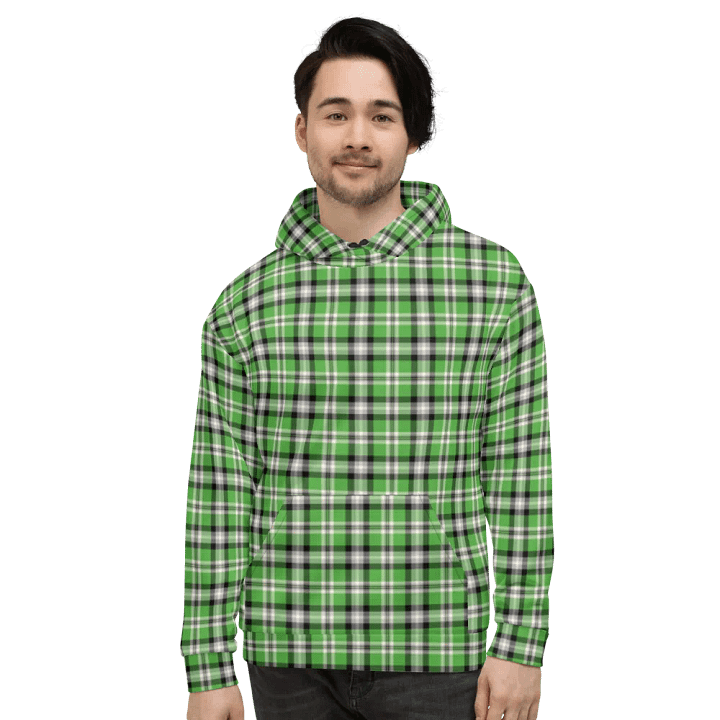 Bright Green, Black, and Gray Plaid Hoodie product image (2)