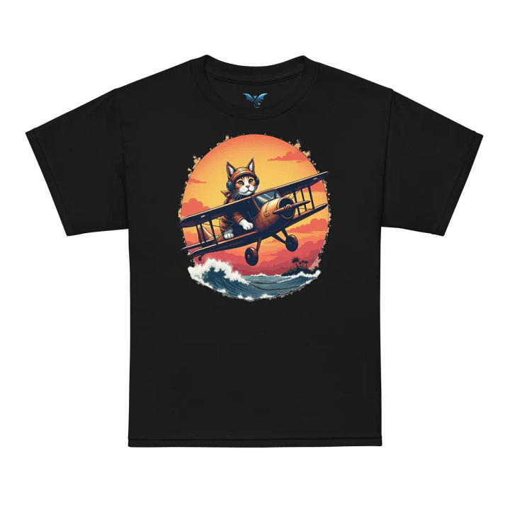 Whimsical Aviator Cat Youth Tee product image (9)