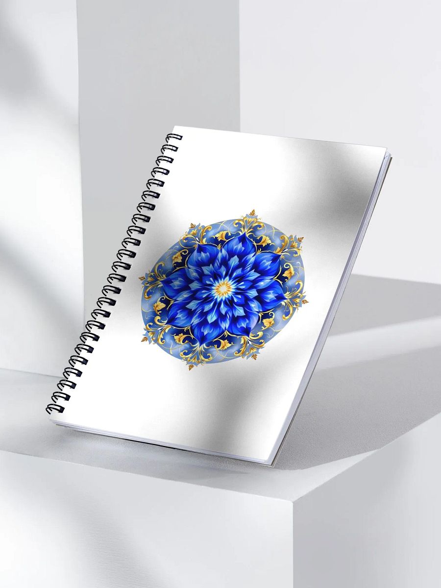 Blue Jasmine Glow Spiral Notebook – Elegant Floral Design with Gold Accents product image (3)