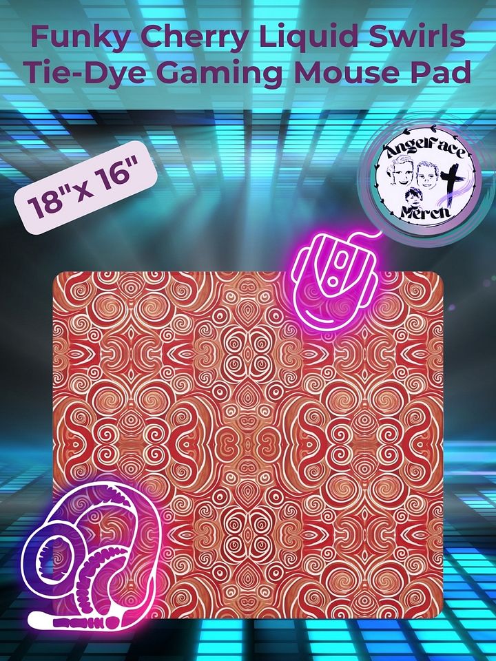 Funky Cherry Liquid Swirls Tie-Dye Gaming Mouse Pad product image (1)