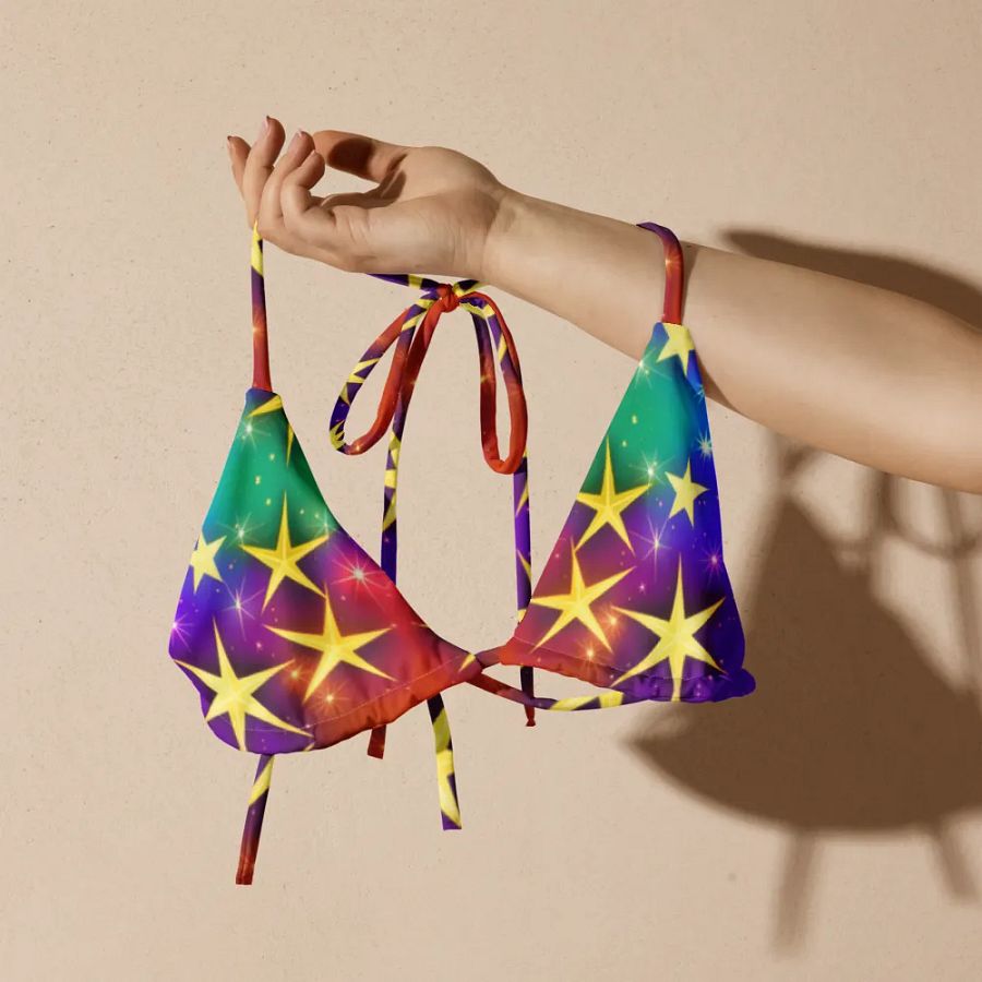 Shine Bright in Our Eco-Friendly Star Print String Bikini Top product image (7)