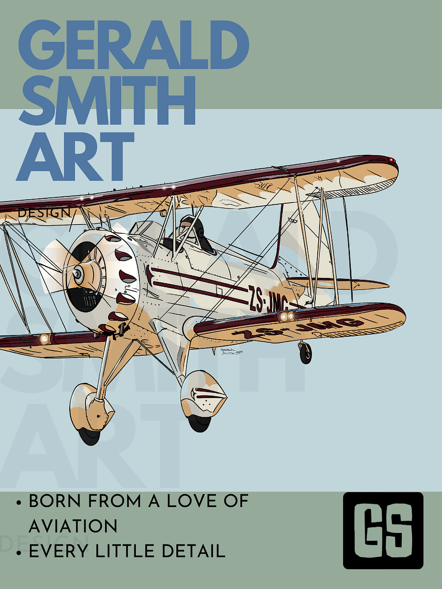 Waco Classic YMF-5 ZS-JMG Digital Printable Art Aviation Gift with Blue Background product image (3)