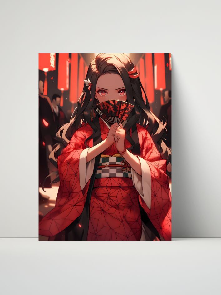 Nezuko in Kimono 8"x10" Metal Print – Grace and Mystery product image (1)