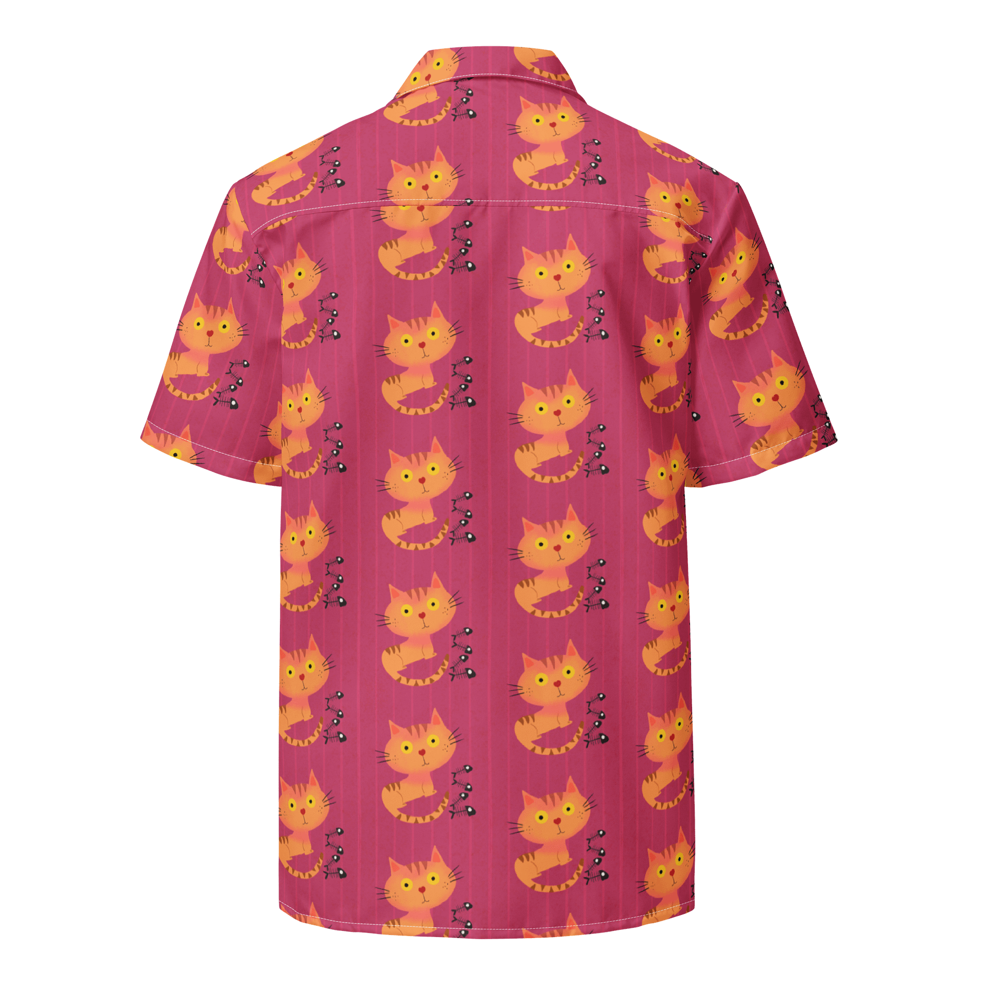 Feasting Ginger Kitty Button-Down Hawaiian Shirt - Pink product image (2)