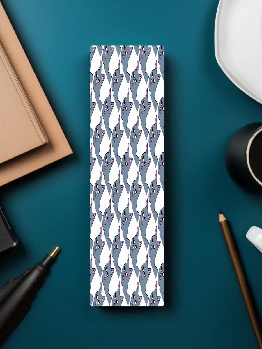 Cute Cartoon Grey Kitty Pattern Laminated Bookmark with Tassel for the Cat Loving Book Reader in Your Life product image (1)