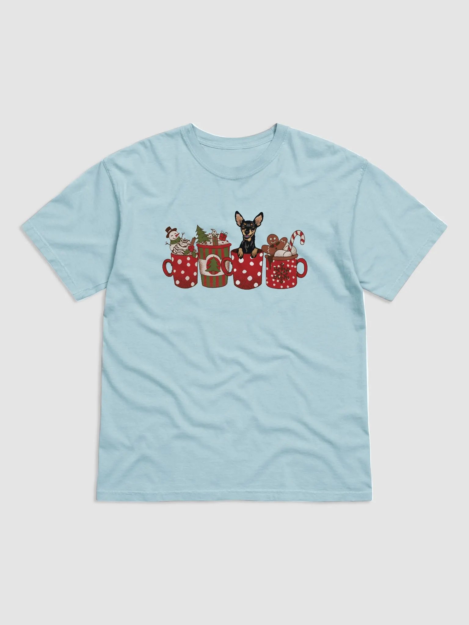 Cute Mini Pinscher in a Christmas Cup T-Shirt | Funny Christmas Pup in a Cup product image (9)