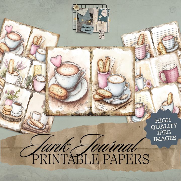 Coffee & Biscuits - Printable Journal Pages V5 product image (1)